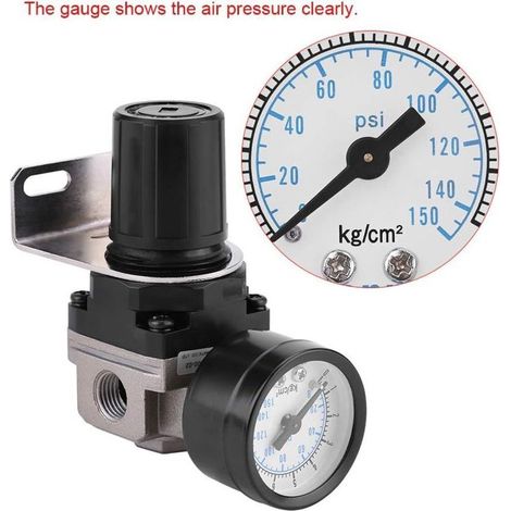 Régulateur de pression d'air, AR2000 G1 / 4 Compresseur à Commande Pneumatique avec Manomètre,0.050.85Mpa A (1/4)