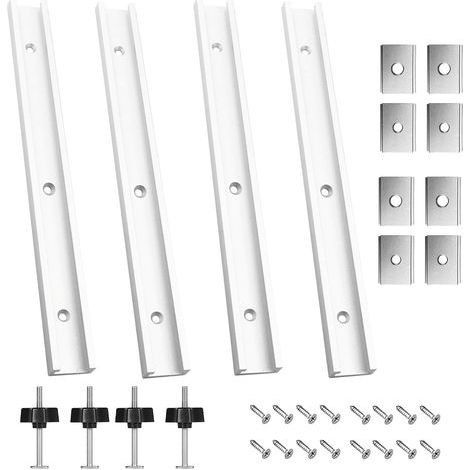 Lot de 4 Rails de Guidage en T Aluminium 400 mm avec Écrous M6 et M8 - Pour Menuiserie et Montage Précis sur Gabarit (1/5)