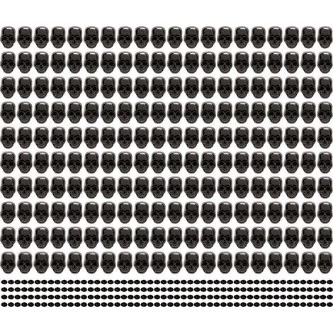 200 Rivets Crâne Style Gothique, Accessoires à Clous Têtes de Mort pour Customisation de Chaussures, Vêtements et Sacs, Argent et Noir (1/5)