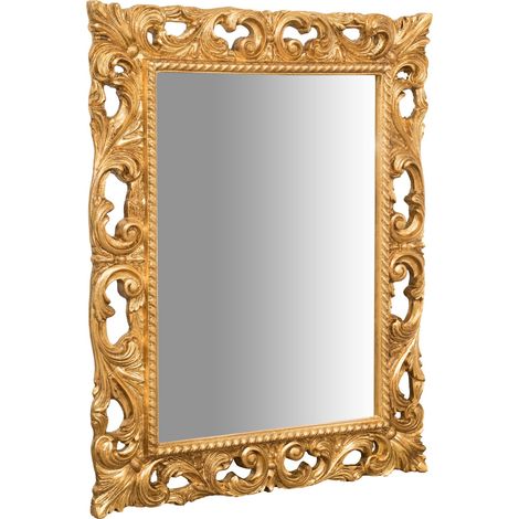 Specchio shabby 93x73x5 cm Made in Italy Specchio vintage da parete Specchiera bagno color oro anticato Specchio da parete
