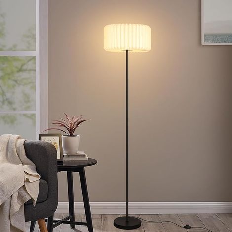 ZMH Lampe de table vintage Lampe de sol pour Salon Bureau Chambre à coucher Salle à manger Abat - jour en Papier Blanc Culot G9 Interrupteur à Pied Sans Source Lumineuse (1/5)