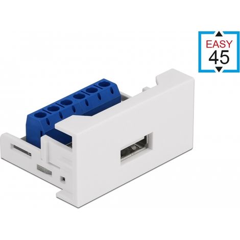 Delock Easy 45 Module USB 2.0 Tipo-A hembra a bloque de terminales 22,5 x 45 mm