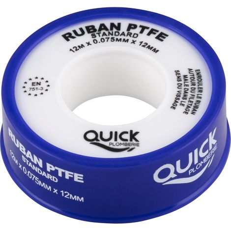 Rollo de Teflon QUICK PLOMBERIE - 12mm 12 metros espesor 0.075mm (1/5)