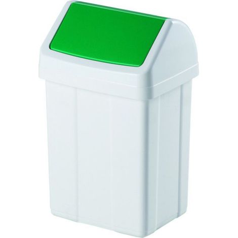 Poubelle De Tri - 25 L - Couvercle Vert - Plastique Durable - Pour Cuisine Ou Atelier (1/3)