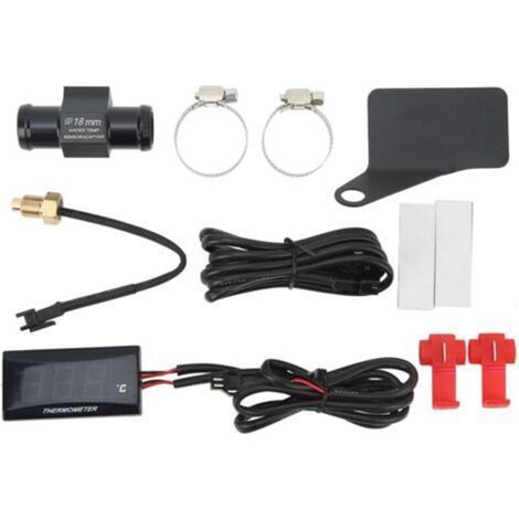 Jauge de température d'eau super mince universelle pour moto DC12V LCD avec remplacement d'adaptateur de capteur de 18 mm pour rétro-éclairé rouge Suzuki (1/5)
