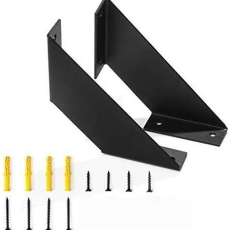 Equerre Etagere Murale,2 Pièces Noir Support D’étagère,Taquet Lourd Etagere,Equerre Étagère,Support Etagere Murale,Etagere Angle Murale,pour Chambre,Cuisine Bureau Bibliothèque (20 cm) (1/4)