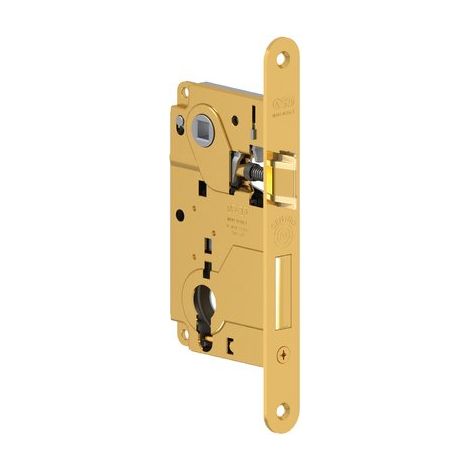 SERRATURA LEGNO INFILARE CENTRO AGB B.T OTTONATO F.MM 22 F.SAGOM M2+SCR+Q8 E.MM 50