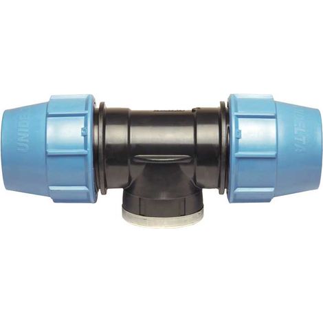 TEE CON DERIVAZIONE FEMMINA A COMPRESSIONE PER TUBO POLIETILENE UNIDELTA Ø50 x 1""1/2 x Ø50 - PN16