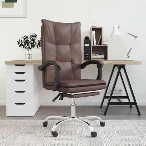 vidaXL Silla de oficina reclinable cuero sintético marrón (1/5)