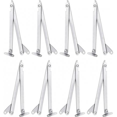 BRAVIX 8 Pièces Charniere Porte Placard Pliante, Charnière de Support de Couvercle Pliable en Acier Inoxydable, Pour Table Pliante Murale, Porte Placard (Argent) (1/5)
