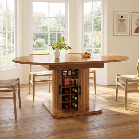 FurnitureR Dark Wood Square Extendable Dining Table 118 to 158cm (1/5)