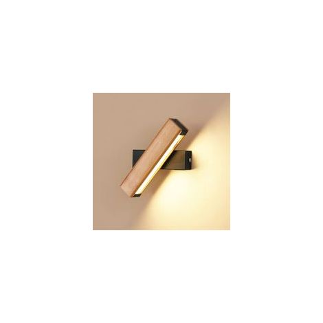 Applique da parete in legno, 4W, rotazione a 360°, diametro 21 cm, temperatura di colore 3000K, ideale per soggiorno, camera da letto o corridoio. - Crezuo