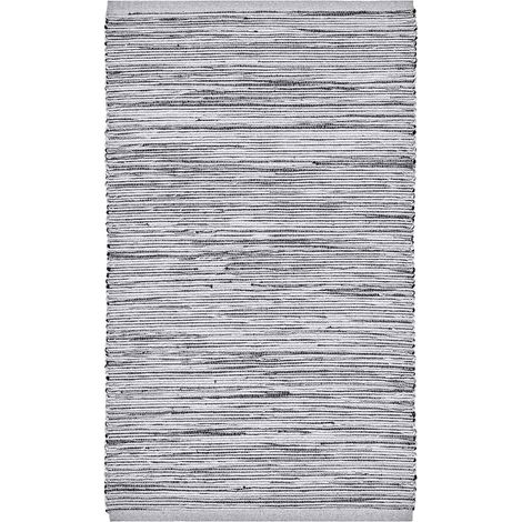 Tappeto Cucina NATURAL GRIGIO in cotone 100% handloom, lavabile in lavatrice, stile kilim berbero, tappeto bagno e ingresso, tinta unita melangiata 55x230cm (1/4)