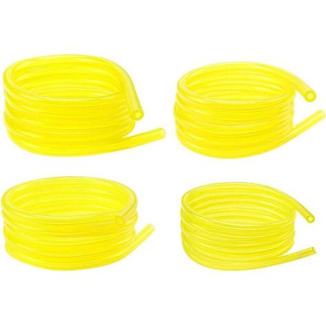 Lot de 4 tuyaux de carburant jaunes transparents de 1 mètre (2 x 3,5 mm, 2,5 x 5 mm, 3 x 5 mm, 3 x 6 mm) pour tondeuse à gazon, tuyau d'huile, souffleur, accessoires de tondeuse à gazon, 1 mètre