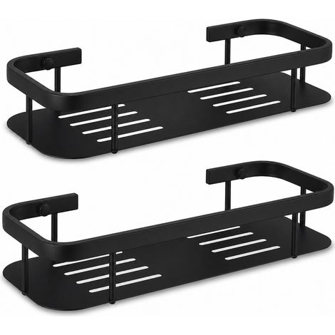 Étagère murale de douche en acier inoxydable 304 noire lot de 2 (1/5)