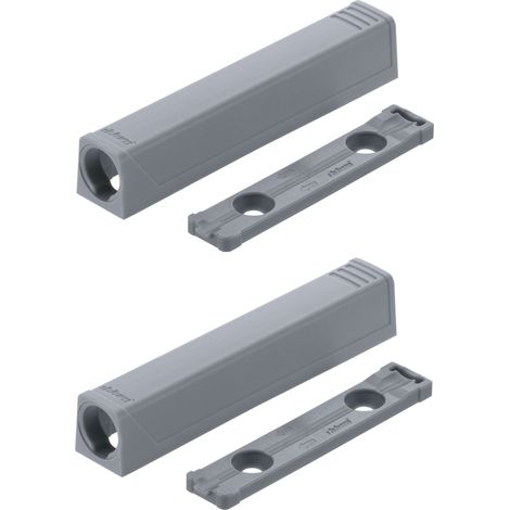 2x Adaptateur support droit à visser Blum 956A1201 79x14mm pour push to open loqueteau de porte Tip-on Charnière Meuble Cuisine Butée Fermeture Piston, gris (1/4)