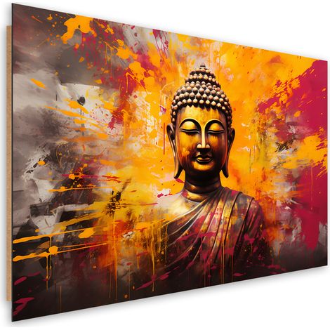 Deco panel picture, Buddha statue colourful abstract - 120x80 (1/5)