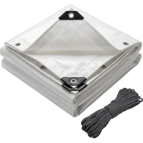 VOUNOT 6x8m Tarpaulin Heavy Duty 180 g/m² Waterproof Tarp White