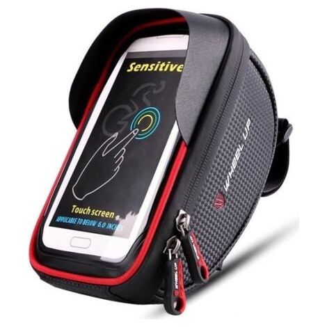 (Noir/rouge)Sacoche Vélo Téléphone Etanche Support Cadre Guidon de Vélo VTT Avec Écran Tactile Pour Téléphones de Moins de 6.0 Pouces - Rouge (1/4)