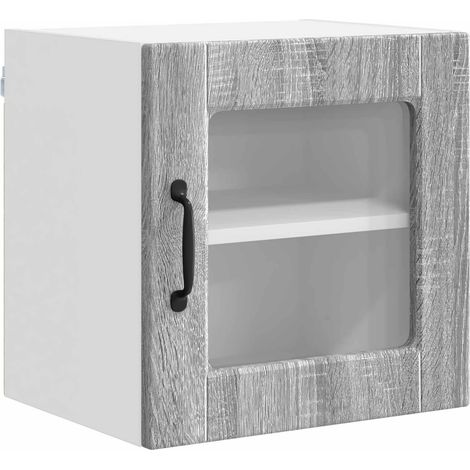 Maison Exclusive - Mobile in vetro da parete PORTO Grigio Sonoma 40 x 31 x 40 cm (1/5)