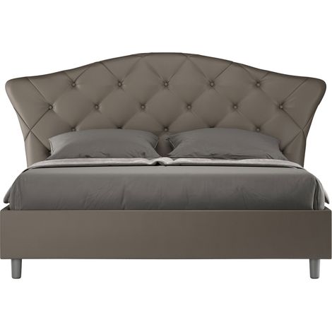Letto matrimoniale contenitore doppia alzata imbottito 160x200 similpelle cappuccino Langre