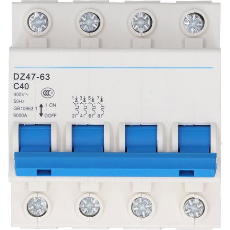 Disjoncteur Miniature 4P 40A 400V Montage Rail DIN DZ47-63 C40 pour Protection Basse Tension (1/5)
