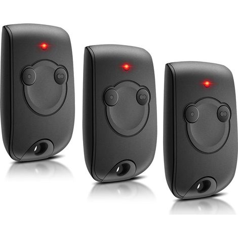 Lot de 3 Télécommandes Portail 2 Canaux 433,42MHz Compatible Keytis Keygo 2RTS Code Rolling Noir (1/3)