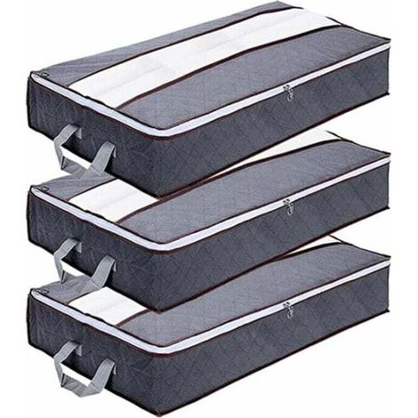 Sac de Rangement sous Lit, Rangement sous Lit Grande Non-Tisse Pliable, Sacs de Rangement pour Couette Édredons Couvertures Oreillers Jouets Vêtements (100x 50 x 18 cm), Gris Lot de 1