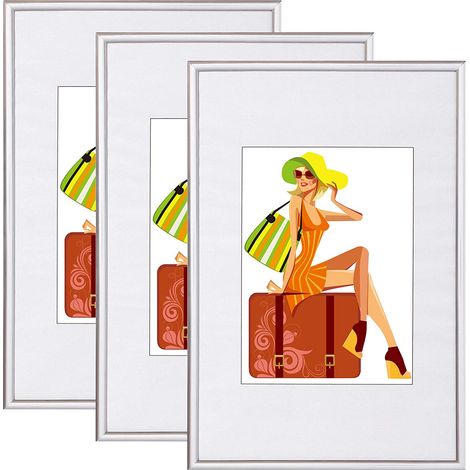 WOLTU 3 X Cadre Photo en Plastique Mat, Cadre de Photo Argent 28x35cm New Life Style BR9863sb-3 (1/4)