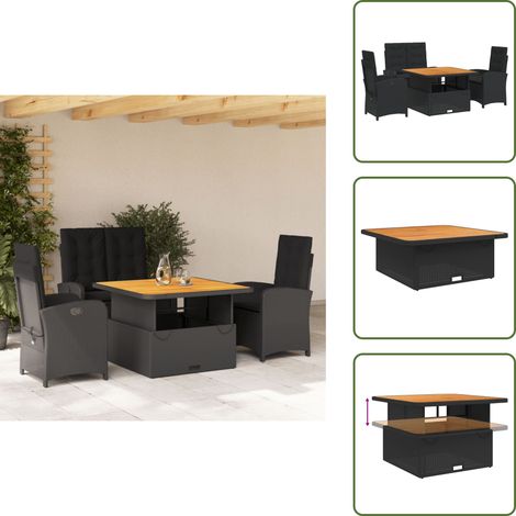 Table de jardin - vidaXL Ensemble à manger de jardin 4 pcs avec coussins noir - Chaise inclinable