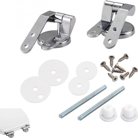1 Paire Charnières de Siège de Toilette en Alliage, WC Siège Charnière, pour WC Abattant avec Fixations en Alliage de Zinc, pour en Bois, Résine, MDF, y compris Raccords (1/5)