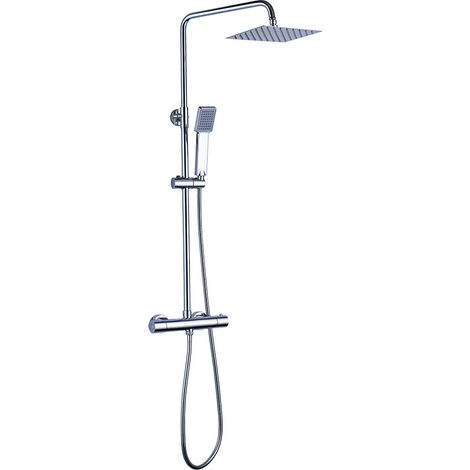 Kibath Columna Ducha extralarga termostática TACTO FRÍO cuadrada de 100-150 cm acabado CROMO brillo fabricado en latón (1/5)