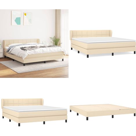 Boxspringbett mit Matratze Creme 180x200 cm Stoff - Boxspringbett - Doppelbett - Cremefarbenes Bett - Bettrahmen - Matratze - Home & Living (1/5)