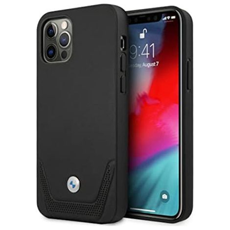 Étui rigide en cuir perforé noir BMW BMHCP12LRSWPK pour iPhone 12 Pro Max 6,7 pouces