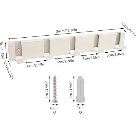Porte-manteau mural, crochets muraux avec 5 crochets extensibles, porte-manteau flottant moderne avec vis, crochet mural pour salle de bain, chambre, cuisine, couloir, blanc crème (1/5)