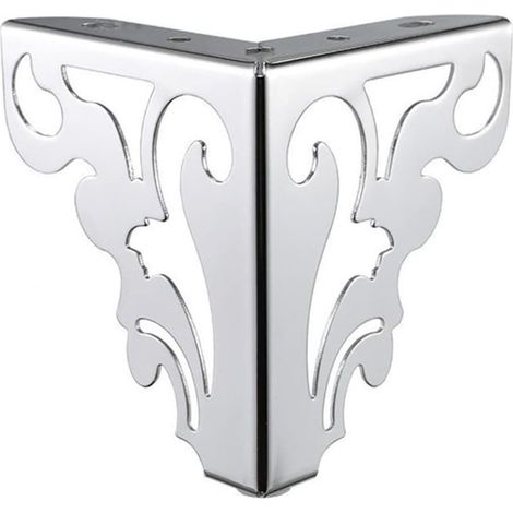 Lot de 4 pieds de canapé modernes de 12 cm pour meubles de table et d'armoire, en fer, motif creux (chromé) (1/5)