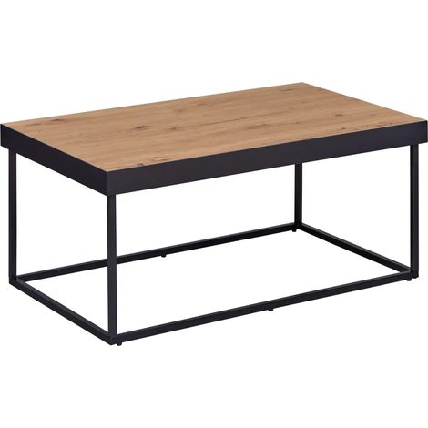Tavolino Basso da Caffe Tavolo con in Legno MDF Struttura Metallo Nero (1/5)