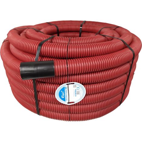 Rotes, doppelwandiges Wellrohr 50 mm x 50 m Wellrohr mit AENOR-Zertifizierung Rohr für elektrische Kabel (1/5)