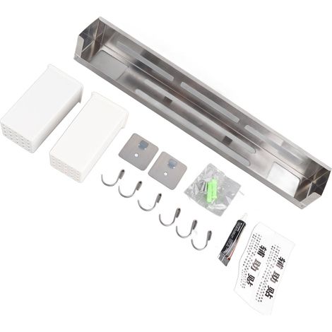 Porte-couteaux de cuisine mural multifonctionnel en acier inoxydable brossé, sans perçage, 40 cm.