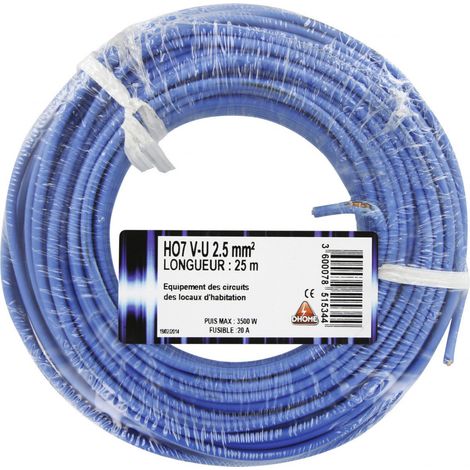 Erdkabel H07 V-U 2,5 mm² 25 Blau