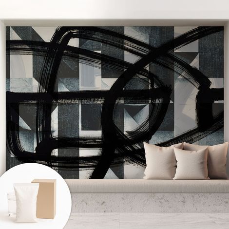 Newroom Tapete Dekorative Vliestapete mit Kleber Modern für Wohnzimmer Schlafzimmer Ausdrucksstarke Geometrie 208x146 cm (1/5)