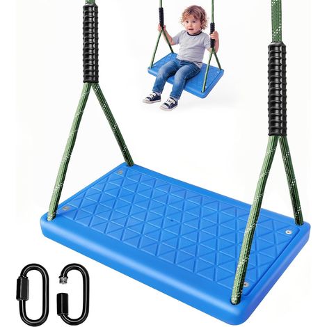 Balançoire de Jardin, en Caoutchouc antidérapant pour intérieur et extérieur avec 2 mousquetons et Corde réglable en Hauteur (1,3m-2m) pour Aire de Jeux, Jardin, Adolescents/Adultes, Bleu,100KG (1/5)