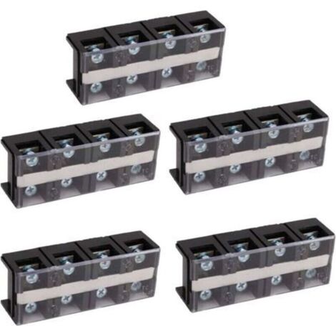 5Pcs Blocs de borniers à vis 60A 4 positions Cuivre Plastique 60A Bornier pour connexion électrique,DUBUNS (1/4)