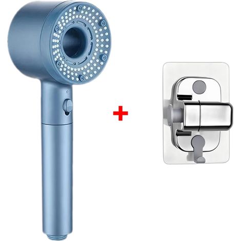 (Ensemble de base bleu foncé) Pommeau de douche réglable à 5 jets, grand débit, filtre, mitigeur haute pression pour économie d'eau, accessoires de salle de bain (1/5)