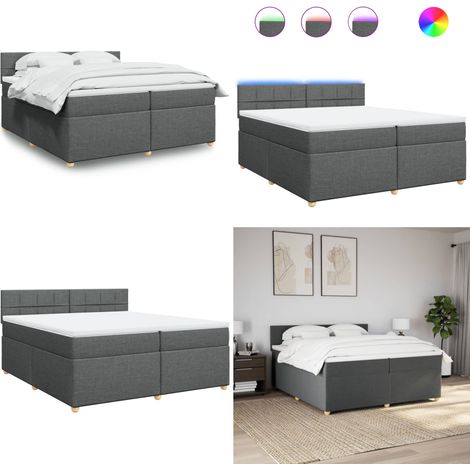 vidaXL Sommier à lattes de lit avec matelas Gris foncé 200x200cm Tissu (1/5)