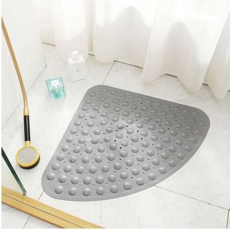 Coussin de douche d'angle antidérapant avec ventouse et trous de drainage Coussin de douche lavable en machine Coussin de douche festonné en PVC (Couleur: Gris, Taille: 54x54cm) (1/5)