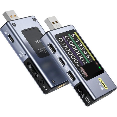 FNB58 Digitaler Voltmeter-Amperemeter-Tester, USB-Typ-C, Schnellladeerkennung, Trigger-Kapazitätswelligkeitsmessung mit Bluetooth, 4–28 V Spannungsüberwachung