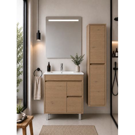 Meuble de salle de bain avec vasque ORIGENBATH ISQUIA sans miroir 60x35 cm estepa avec colonne