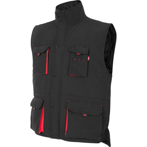 Chaleco Acolchado Bicolor Multibolsillos NEGRO/ROJO M