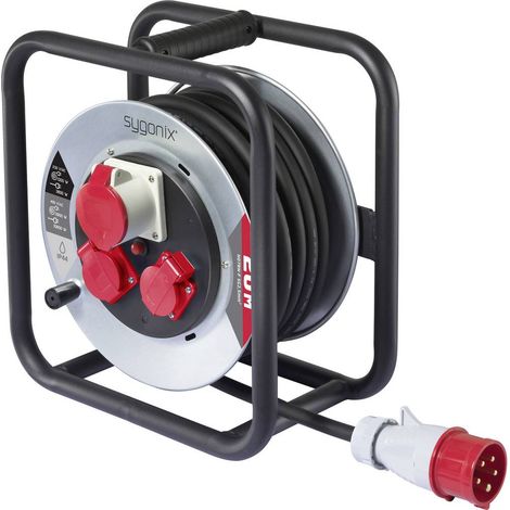 Sygonix SY-10236114 Avvolgicavo 20 m Nero Spina CEE 16 A 5 poli